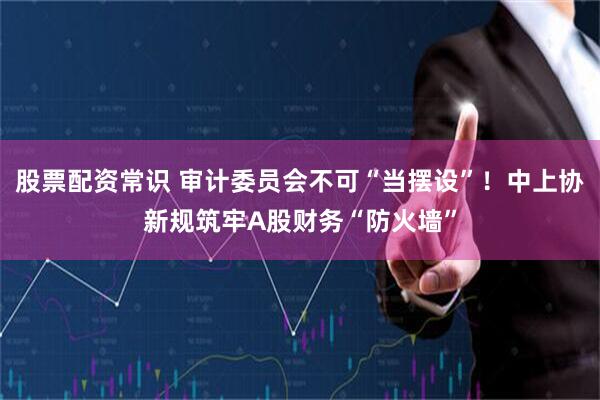 股票配资常识 审计委员会不可“当摆设”！中上协新规筑牢A股财务“防火墙”