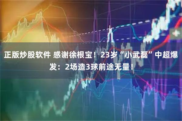 正版炒股软件 感谢徐根宝！23岁“小武磊”中超爆发：2场造3球前途无量！